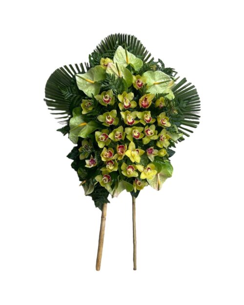 cuscino funebre di fiori misti con piedi