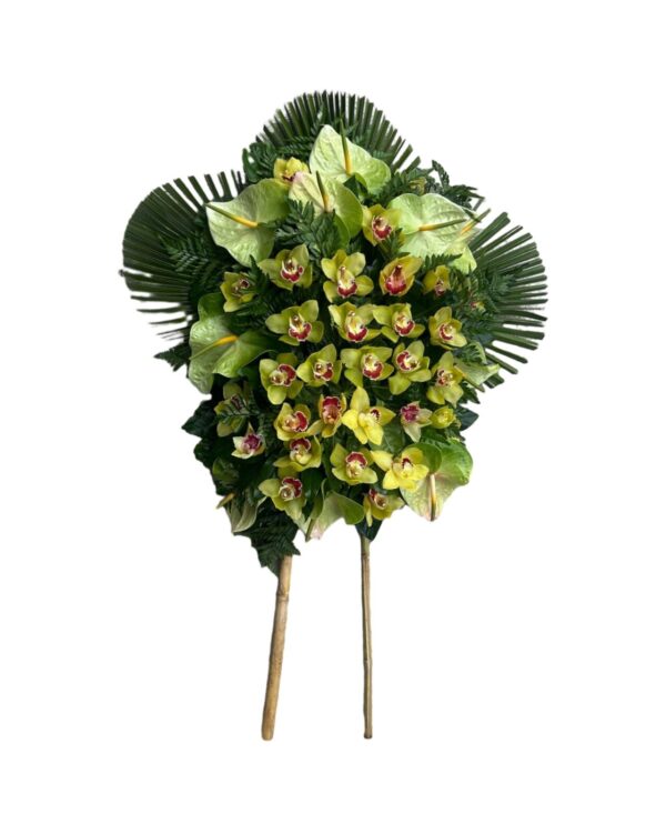 cuscino funebre di fiori misti con piedi